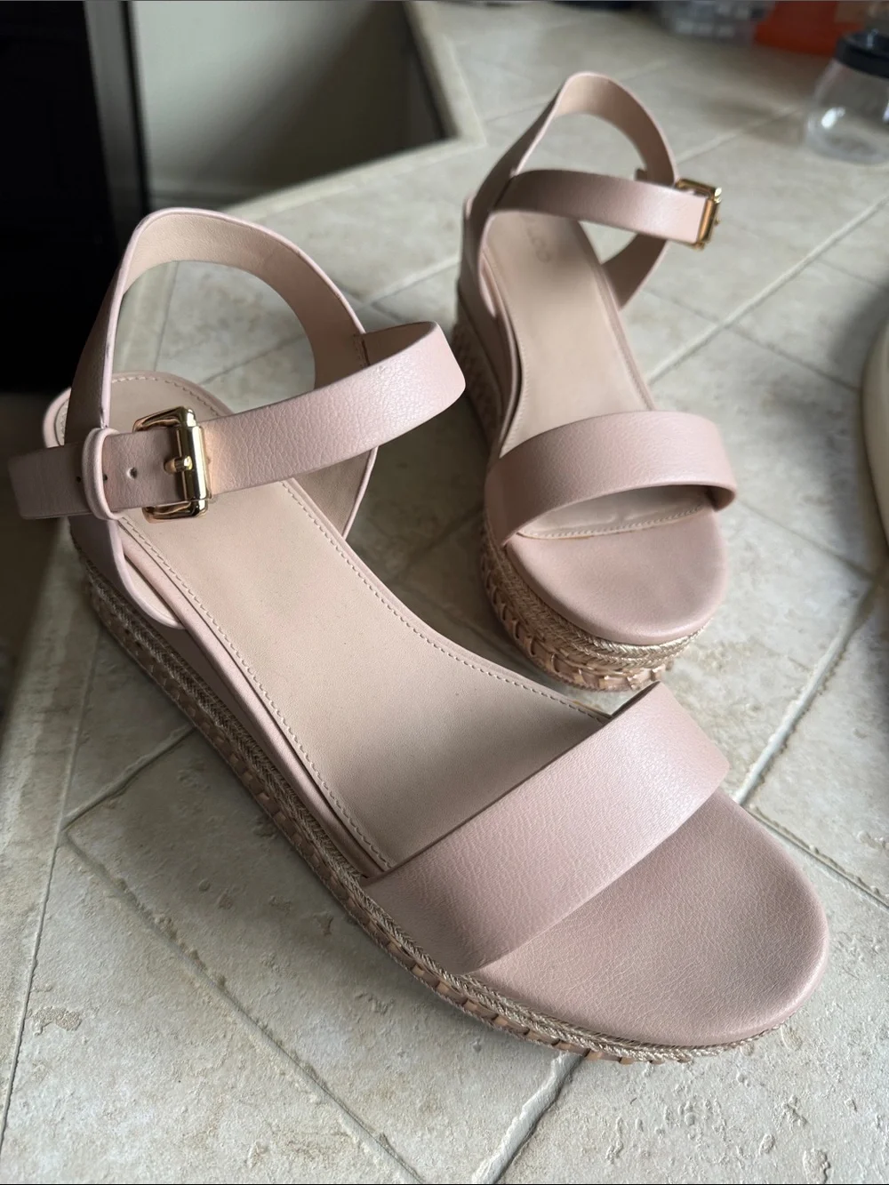 Womens Aldo Blush Pink Espadrille Wedge Sandals